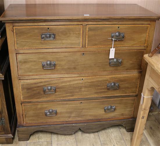 An Edwardian banded mahogany chest, W.110cm